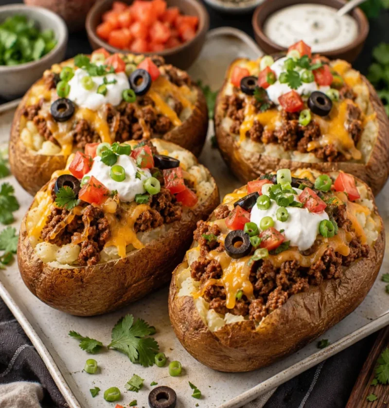 Easy Taco Beef Loaded Potatoes