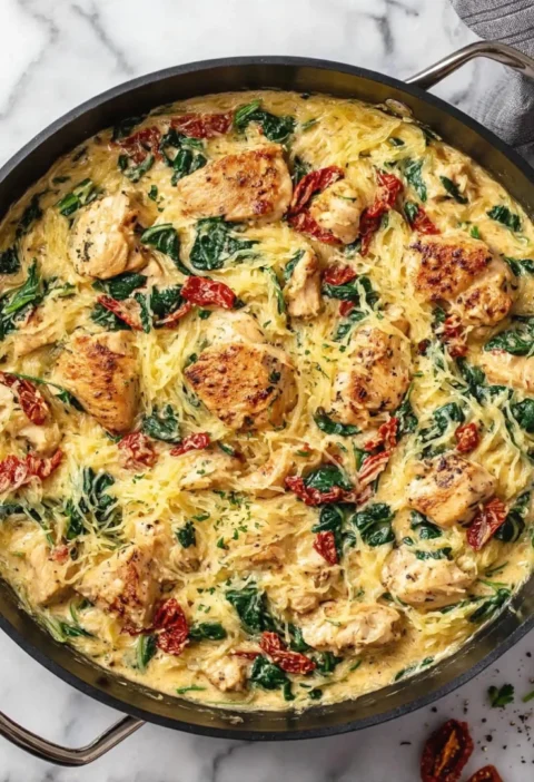 Homemade Tuscan Chicken and Spaghetti Squash Recipe