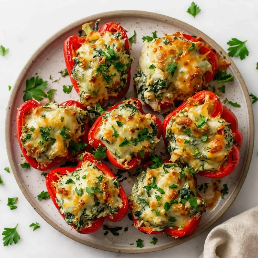 Italian Spinach and Chicken Stuffed Peppers