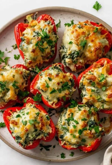 Italian Spinach and Chicken Stuffed Peppers