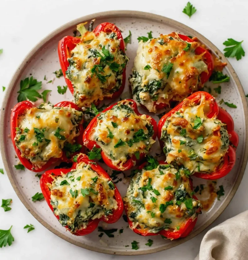 Italian Spinach and Chicken Stuffed Peppers