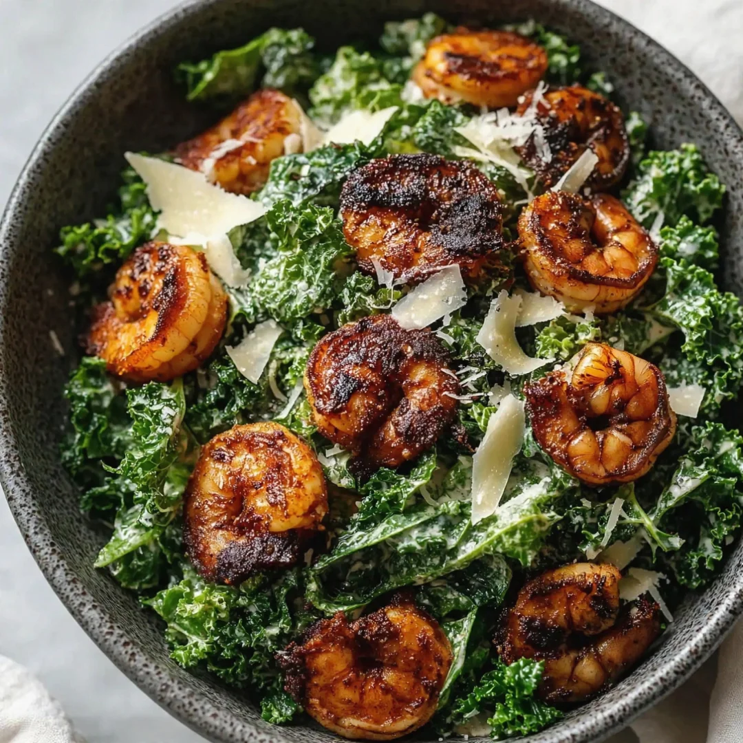Spicy Blackened Shrimp Kale Salad