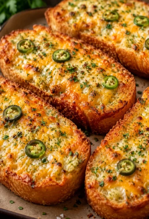 Spicy Jalapeño Cheddar Garlic Bread