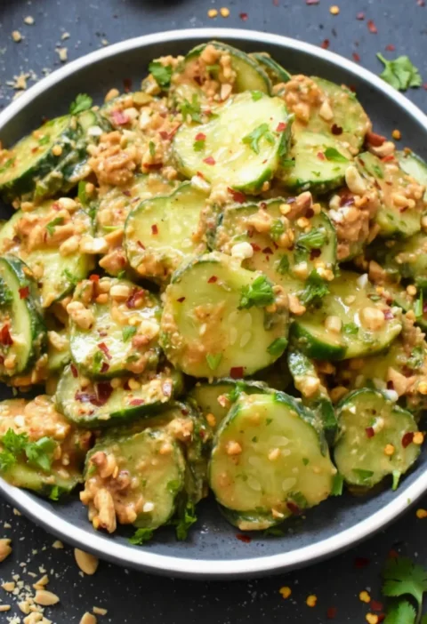 Spicy Peanut Sauce Cucumber Salad