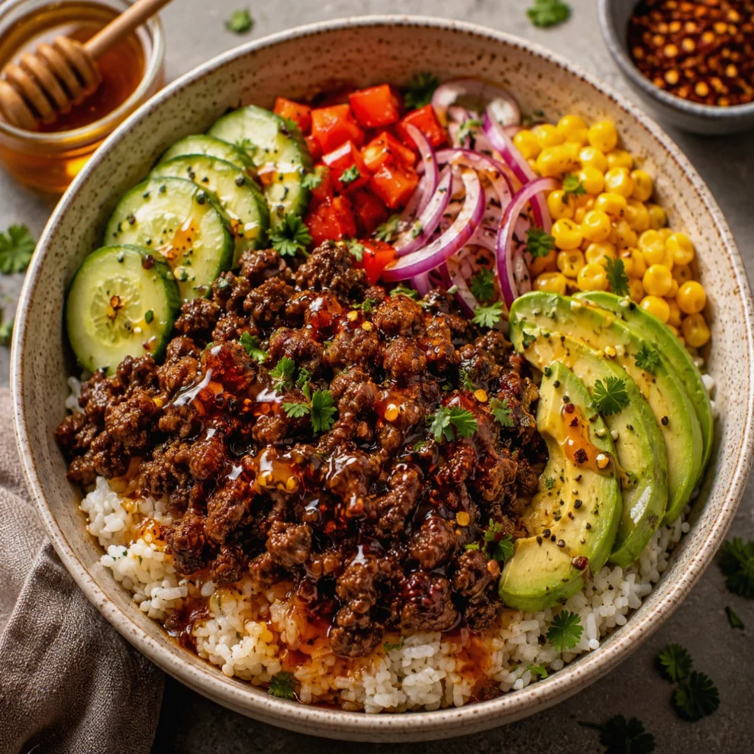 Sweet Hot Honey Ground Beef Bowl