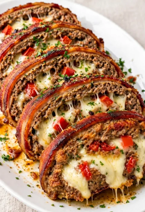Bacon-Wrapped Stuffed Meatloaf