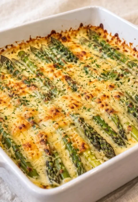 Cheesy baked asparagus
