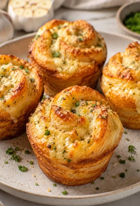 Cheesy Garlic Cruffins