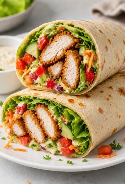 Crispy Chicken and Vegetable Wraps