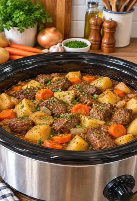 Easy Crockpot Beef and Potatoes