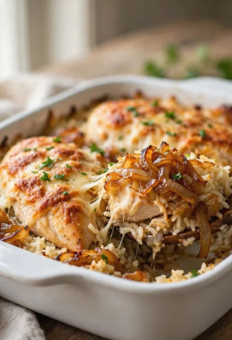 French Onion Chicken and Rice Casserole