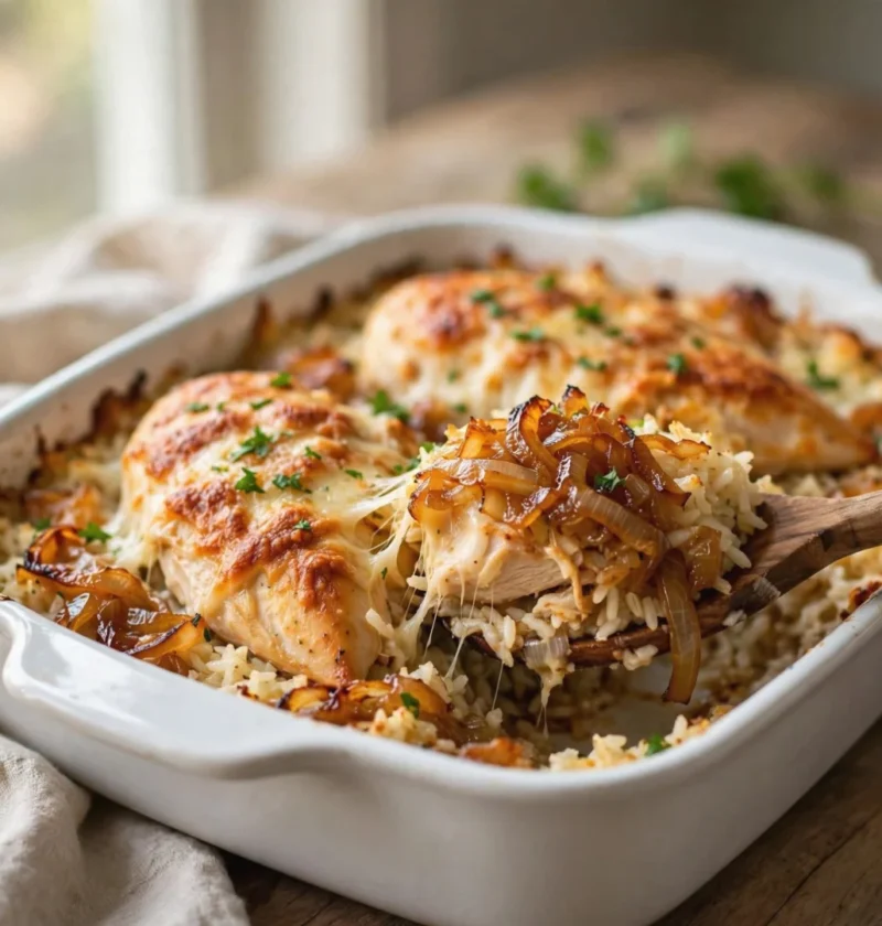 French Onion Chicken and Rice Casserole