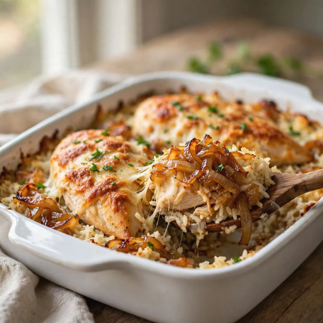 French Onion Chicken and Rice Casserole