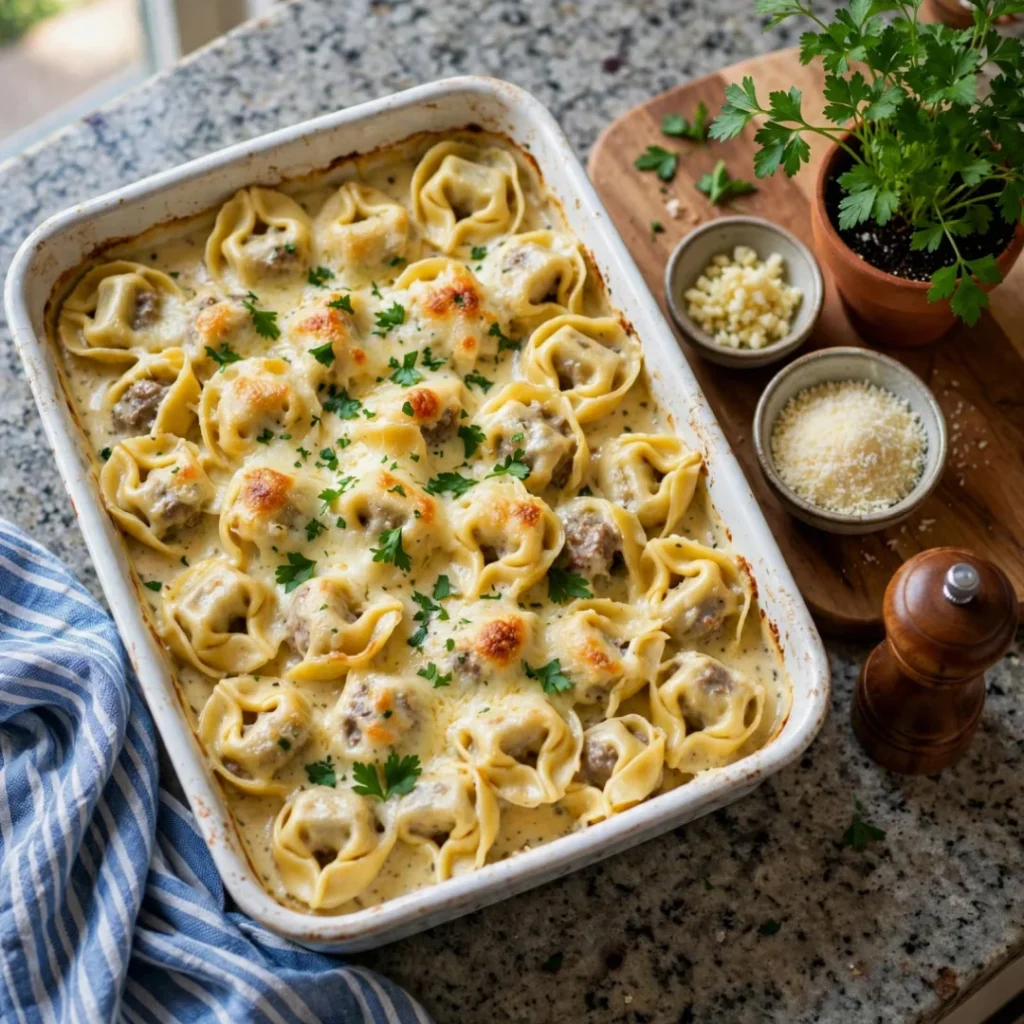 Garlic Parmesan Beef Tortellini in Creamy Sauce Delights!