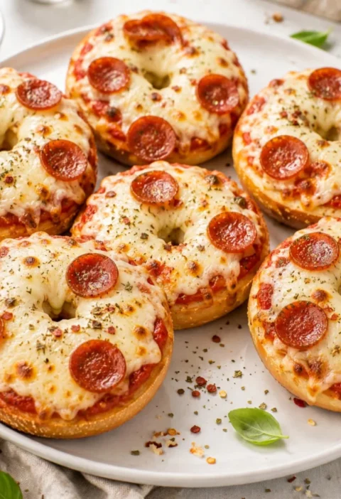 Homemade pizza bagels