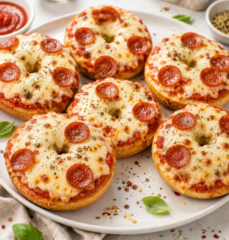 Homemade pizza bagels