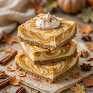 Keto Pumpkin Swirl Cheesecake Bars