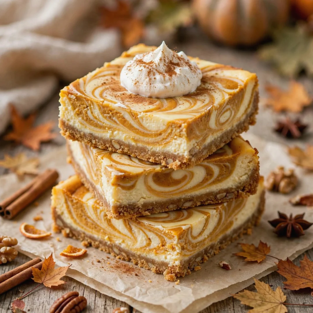 Keto Pumpkin Swirl Cheesecake Bars