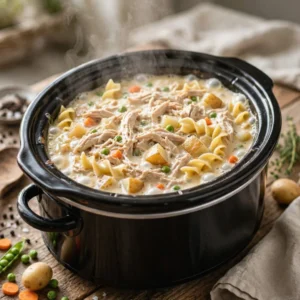 Slow Cooker 4-Ingredient Amish Chicken Pot Pie Recipe