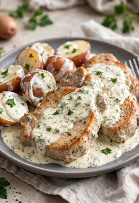 Slow Cooker Creamy Ranch Pork Chops