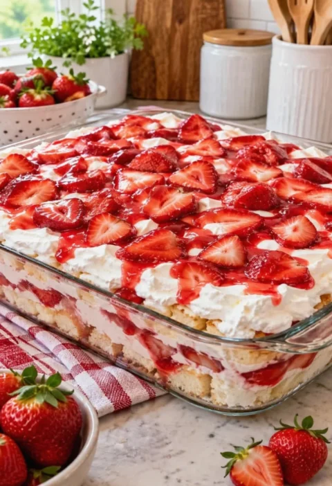 Strawberry Angel Food Cake