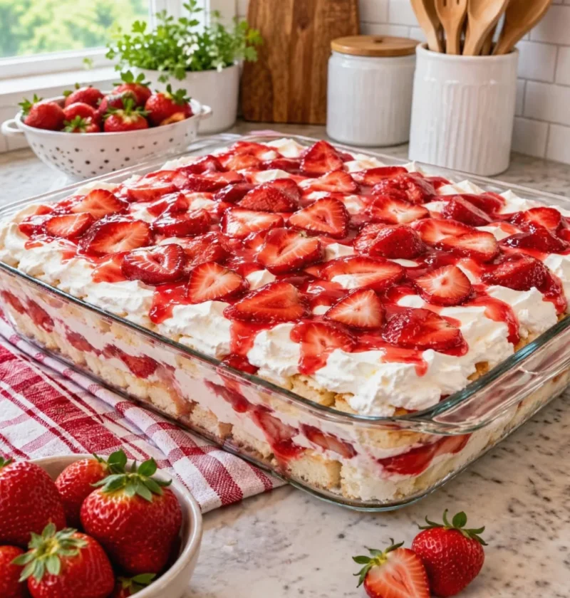 Strawberry Angel Food Cake