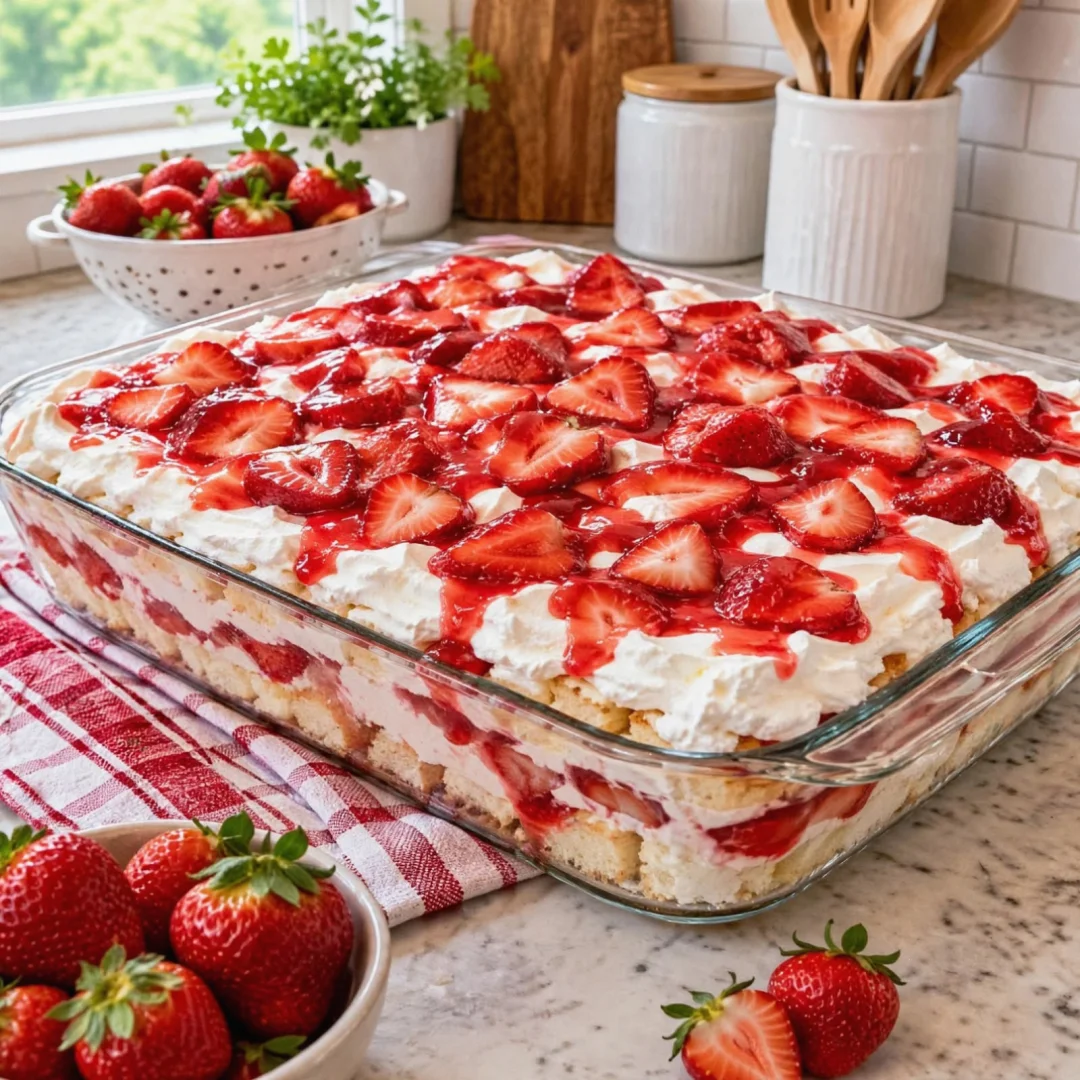 Strawberry Angel Food Cake