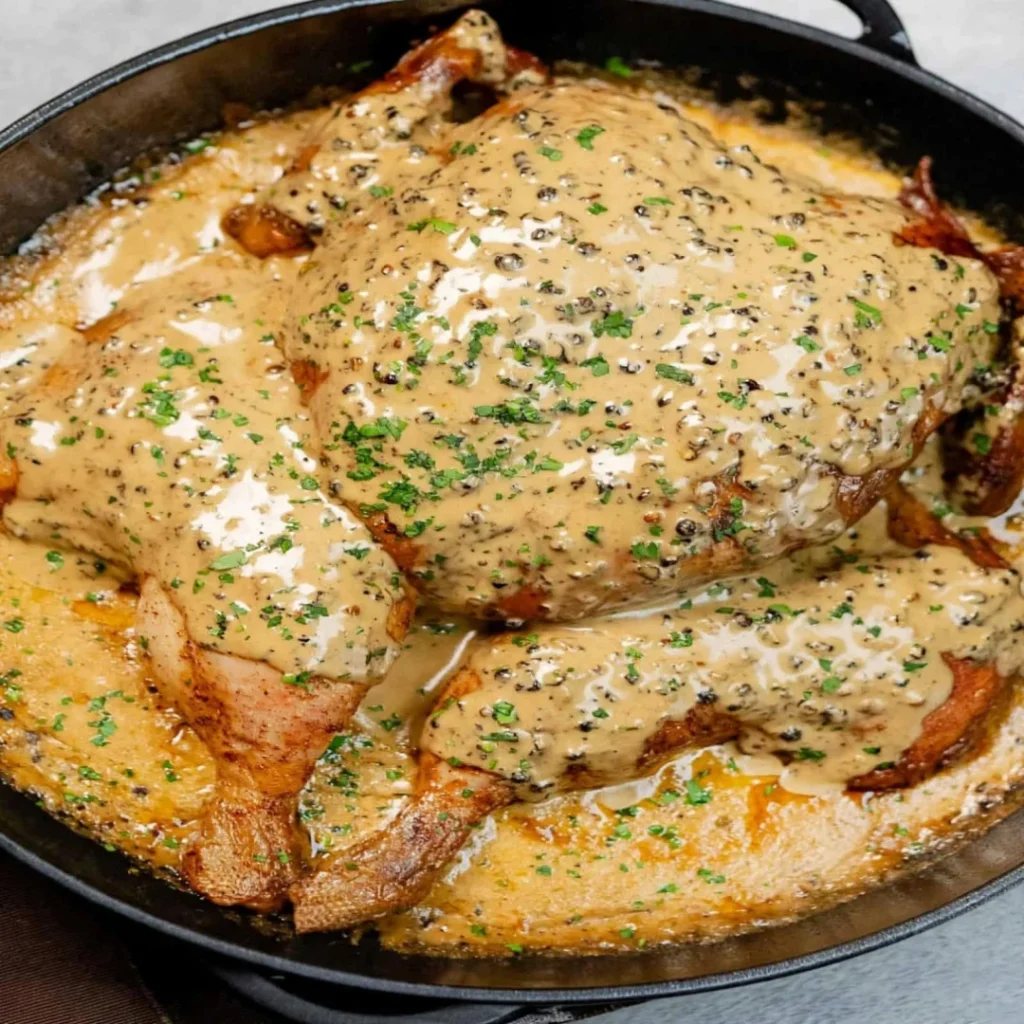 Chicken Au Poivre (Chicken in Creamy Peppercorn Sauce)