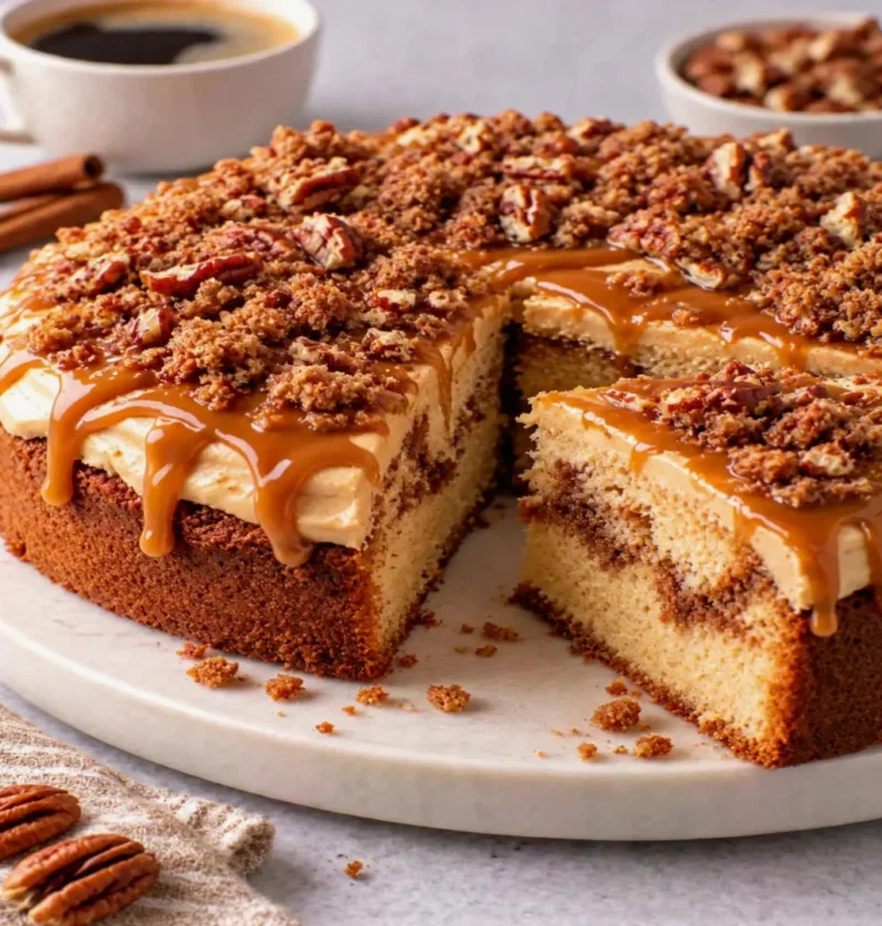 Coffee Cake with Caramel Frosting