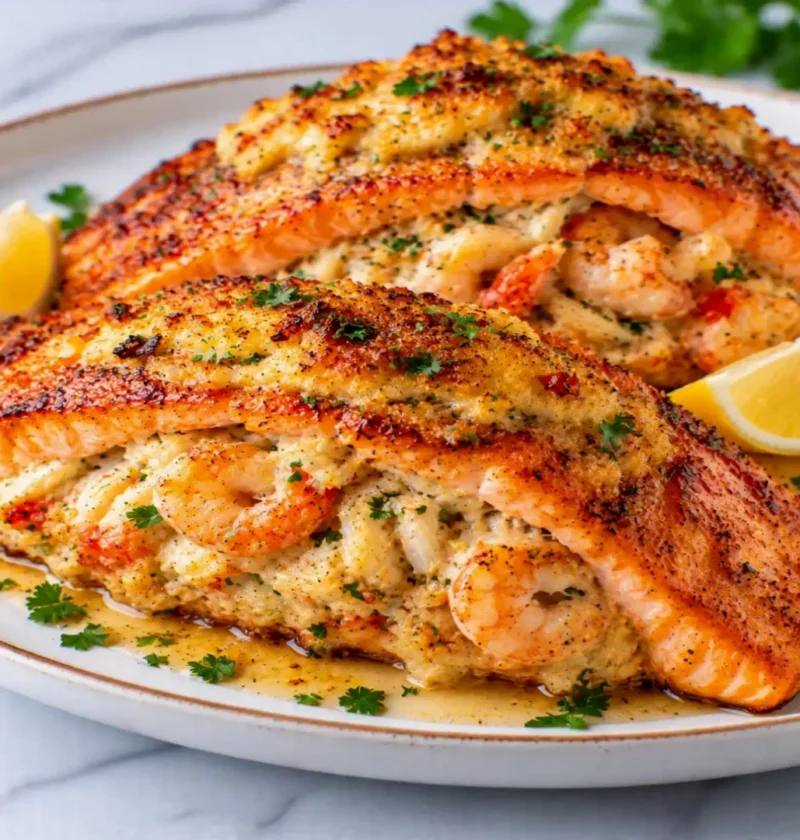 Crab and Shrimp Stuffed Salmon