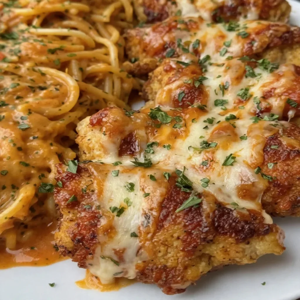 Creamy Mozzarella Garlic Butter Chicken Spaghetti Recipe You’ll Love!