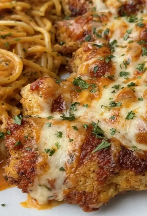 Creamy Mozzarella Garlic Butter Chicken Spaghetti
