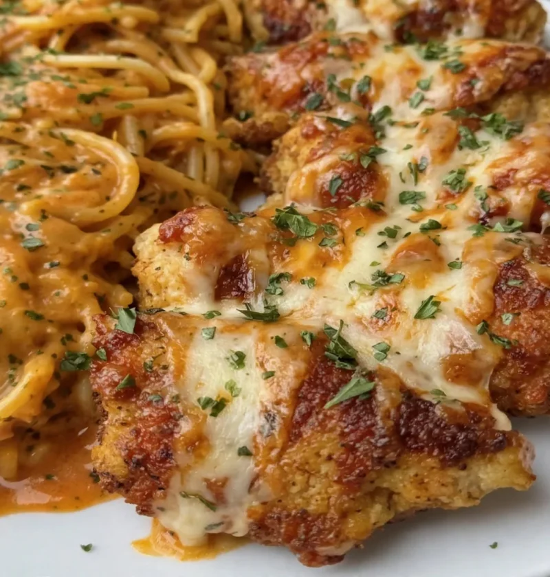 Creamy Mozzarella Garlic Butter Chicken Spaghetti