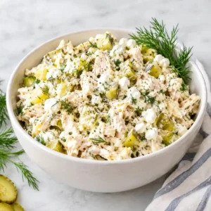 Dill Pickle Cottage Cheese Chicken Salad – Healthy and Delicious