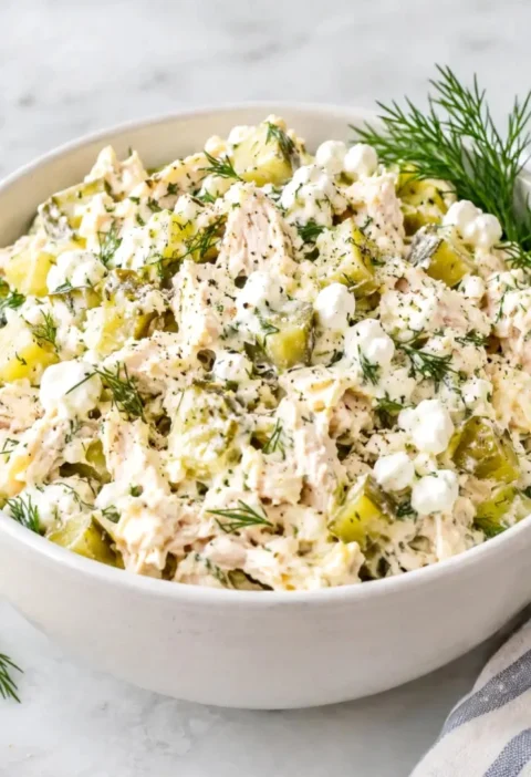 Dill pickle cottage cheese chicken salad