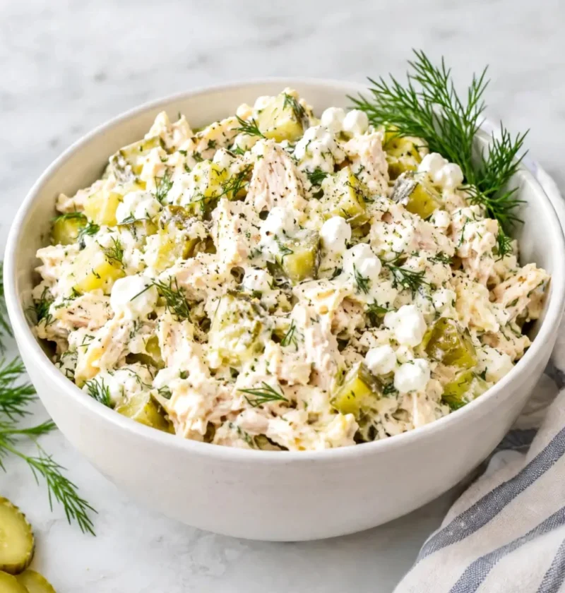 Dill pickle cottage cheese chicken salad
