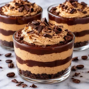 Easy Coffee Mousse Layered with Dark Chocolate Ganache