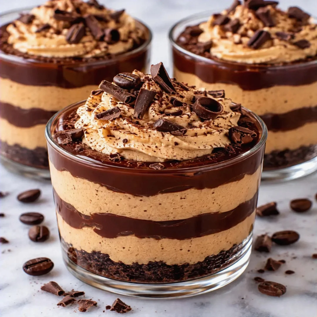 Easy Coffee Mousse Layered with Dark Chocolate Ganache