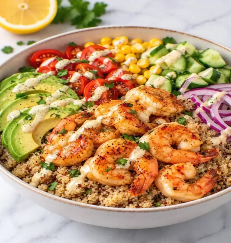 Healthy Quinoa Bowl with Shrimp