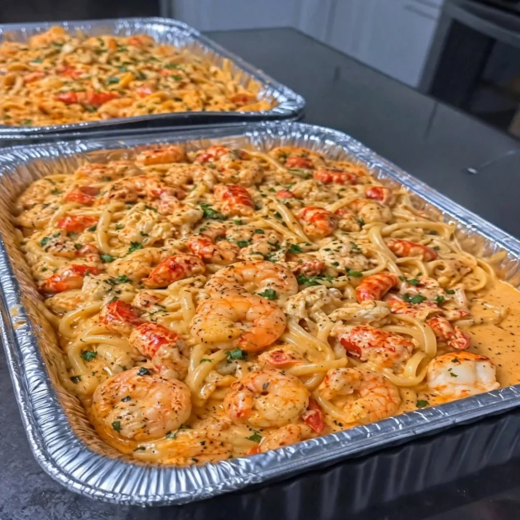 Seafood Pasta with Crawfish, Crab, and Shrimp delights!