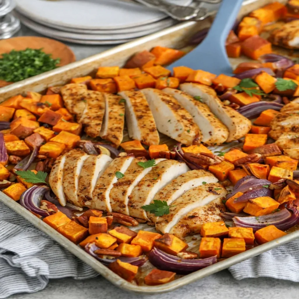 Sheet Pan Chicken and Sweet Potatoes