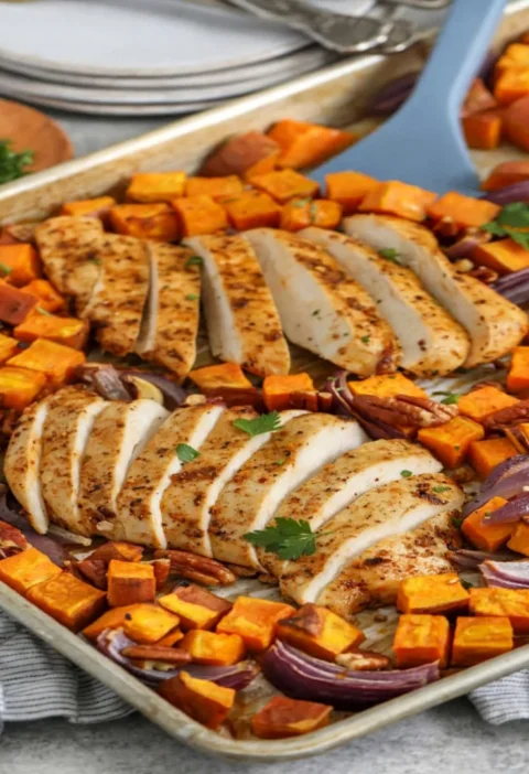 Sheet Pan Chicken and Sweet Potatoes