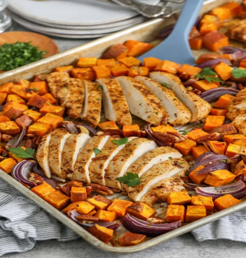 Sheet Pan Chicken and Sweet Potatoes
