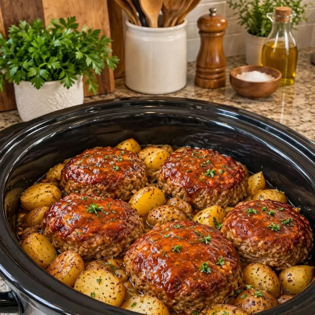 Slow cooker meat pies and potatoes for a cozy dinner!