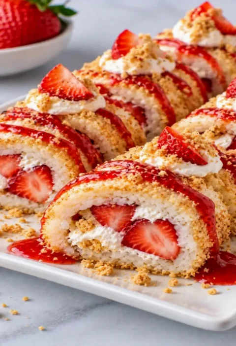 Strawberry Shortcake Sushi Roll
