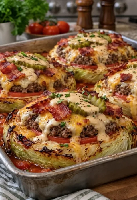 Stuffed cabbage ring with beef and rice