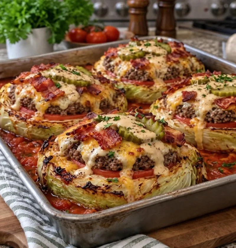 Stuffed cabbage ring with beef and rice